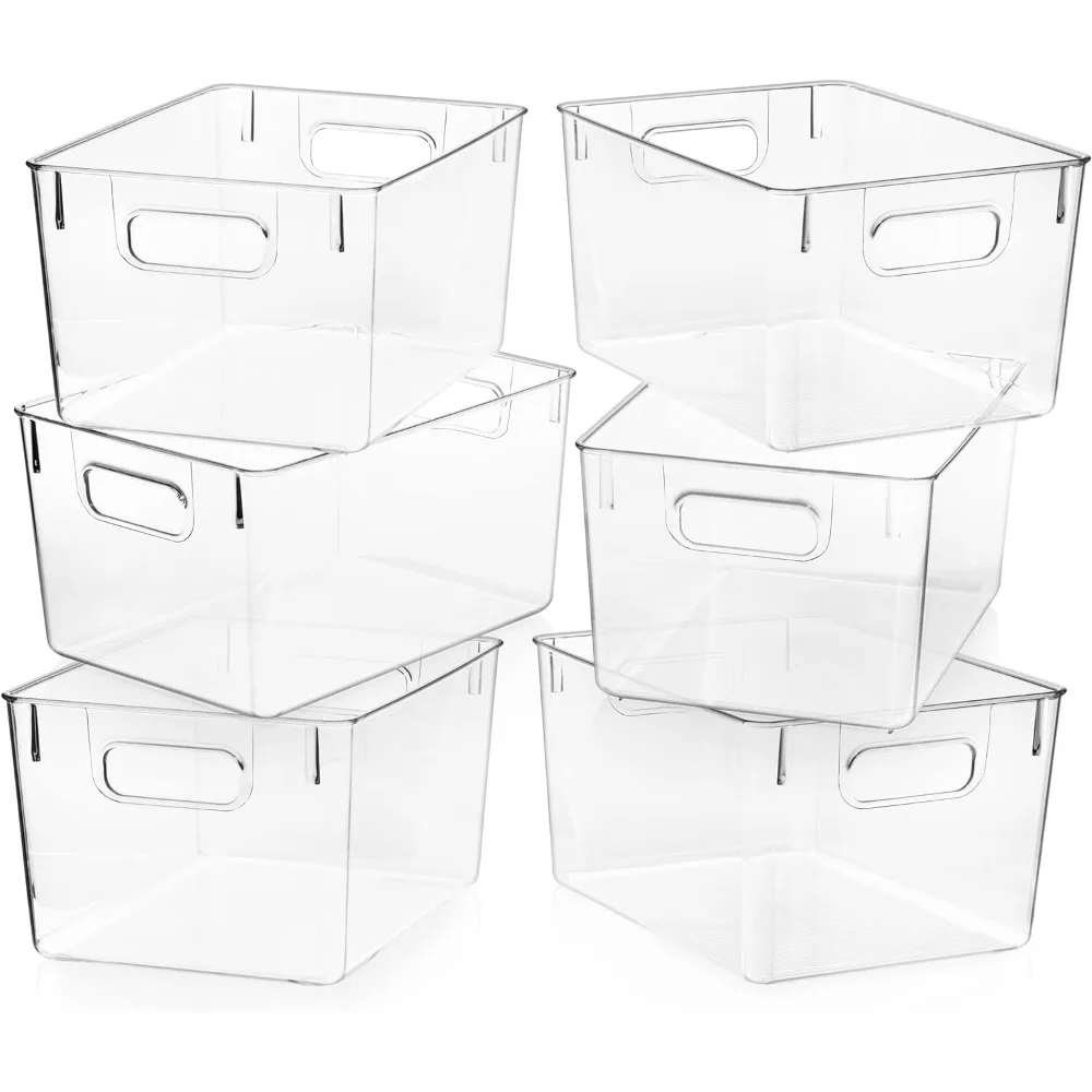 

Plastic Bins – Perfect Kitchen Organization or Pantry Storage – Fridge Organizer, Cabinet Organizers