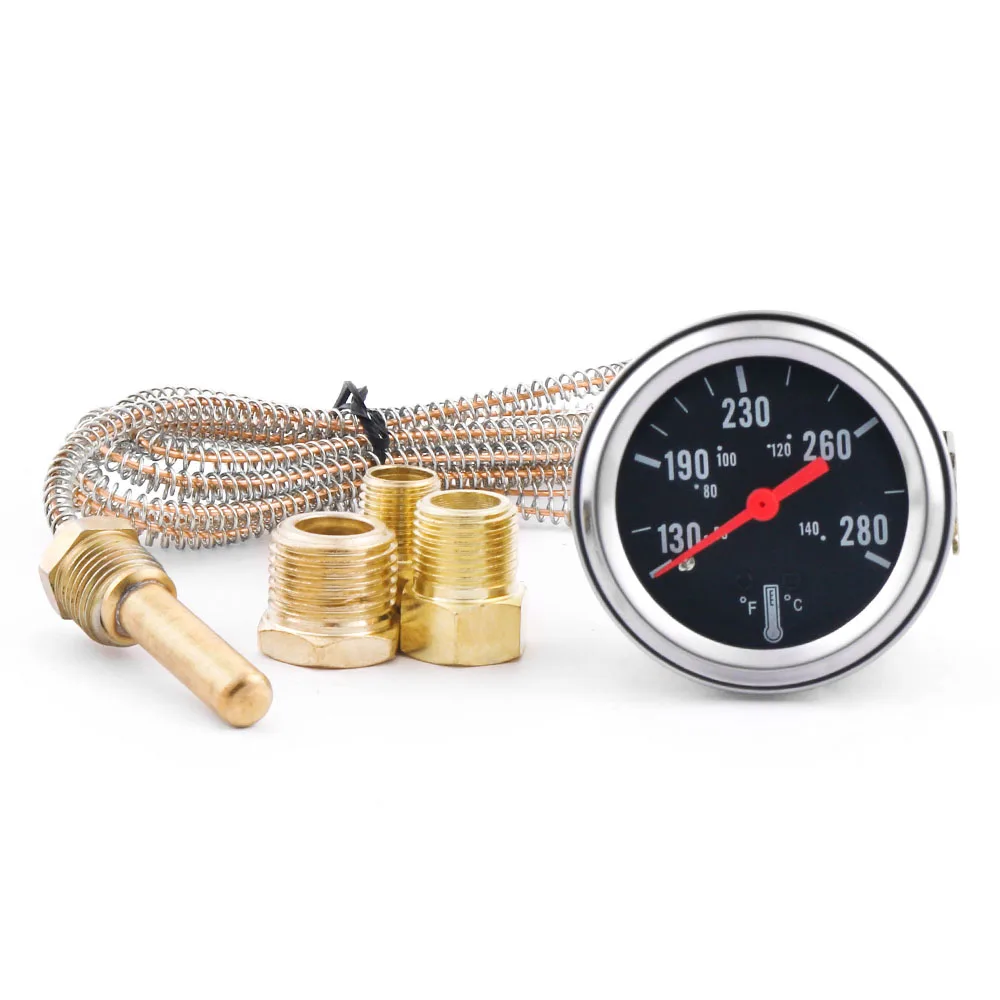 2 52MM 기계식 12V 수온 게이지 50-140 ℃ /130-280 ℉ 센서 NPT 1/2, NPT 1/4,NPT 3/82가 있는 수온 게이지 자동차 미터