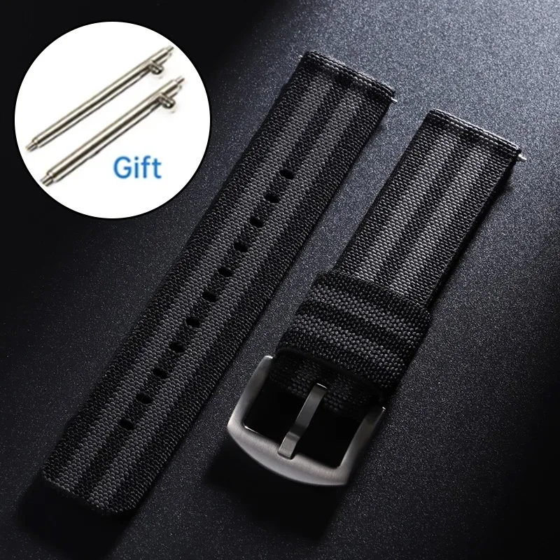 Military Style Woven Nylon Quick Release Watch Band with Black Rose Gold Buckle