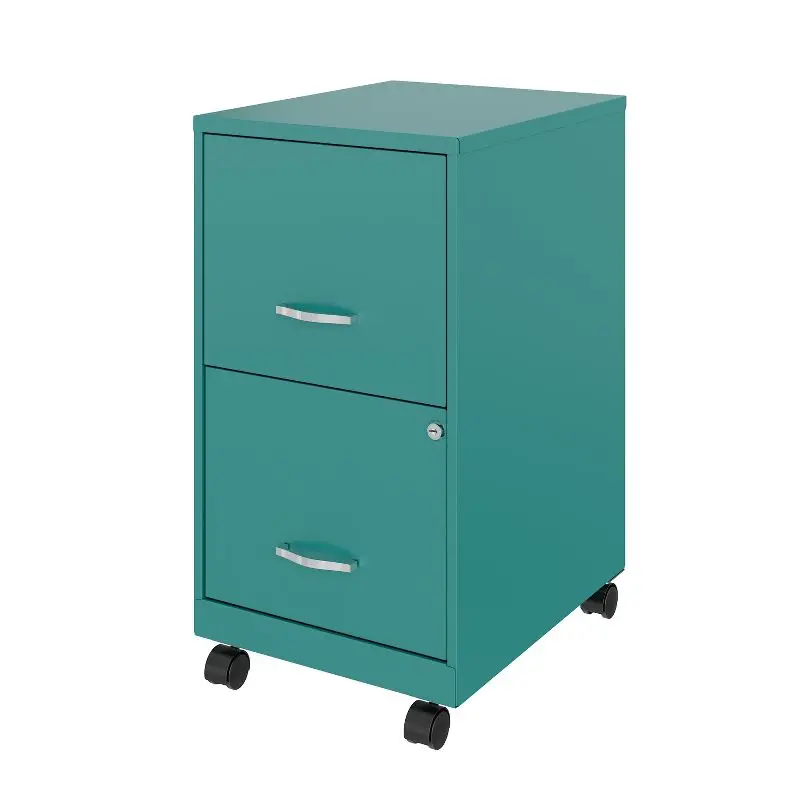 

Vibrant Turquoise Blue 18" Deep 2-Drawer Mobile Letter Width Vertical File Cabinet