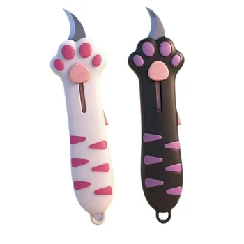 Taglierino Portatile in Plastica a Forma di Zampa di Gatto, Strumento per Tagliare Carta, Apri Scatole Retrattile, Accessorio per Scuola e Ufficio