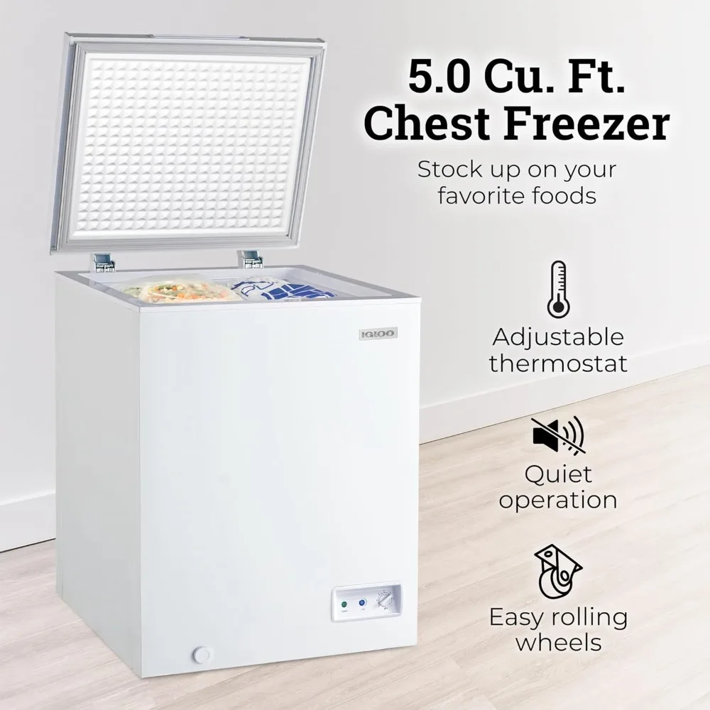 5.0 Cu. Ft. Chest Freezer With Removable Basket, Free-Standing Door Temperature Ranges From-10&deg; to 10&deg; F,