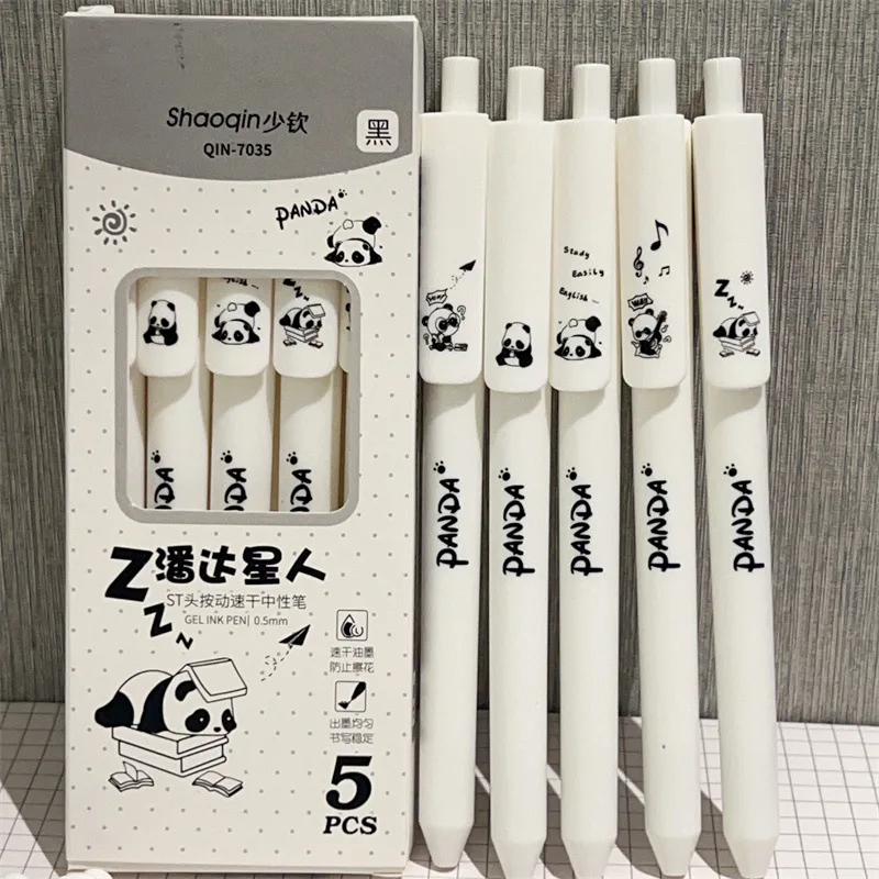 

5 шт. милые ручки, панда, гелевая фоторучка, японские кавайные канцелярские принадлежности, эстетическая канцелярская ручка, искусственная шариковая ручка