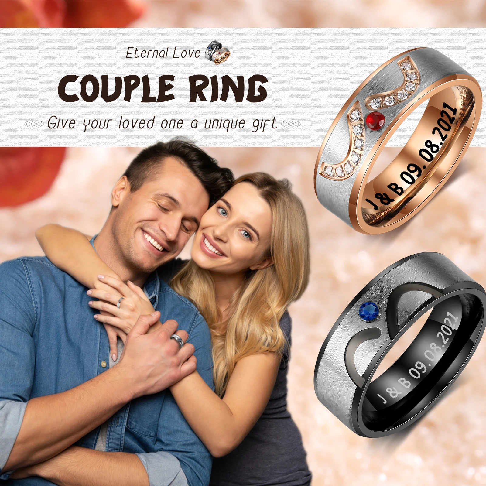 Personalized Infinity Stainless Steel Couple Rings