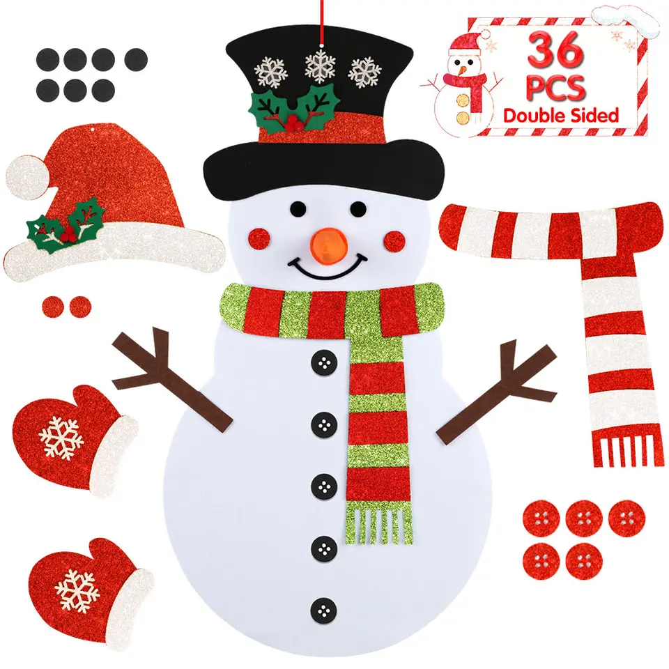 OurWarm DIY Felt Christmas Gifts Snowman Christmas Sticker Wall Hanging Kids  Child Toys Xmas Christmas Decoration New Year 2023 - AliExpress