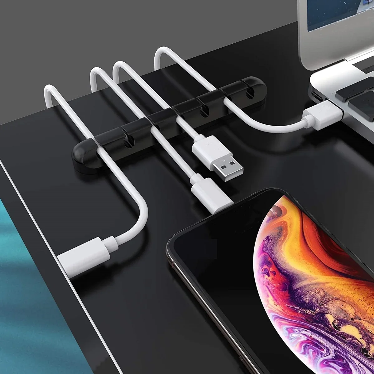 1pc Self-Adhesive Cable Organizer for Easy Wire and Data Cable Management 7 Hole Black Wire Clips and Network Clamps cable organizer