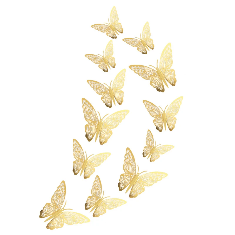 12PCS Butterfly Cake Decor Happy Birthday Cake Toppers Wedding Party Decor Kids Butterfly Cupcake DIY Tools Home Wall Stickers images - 6