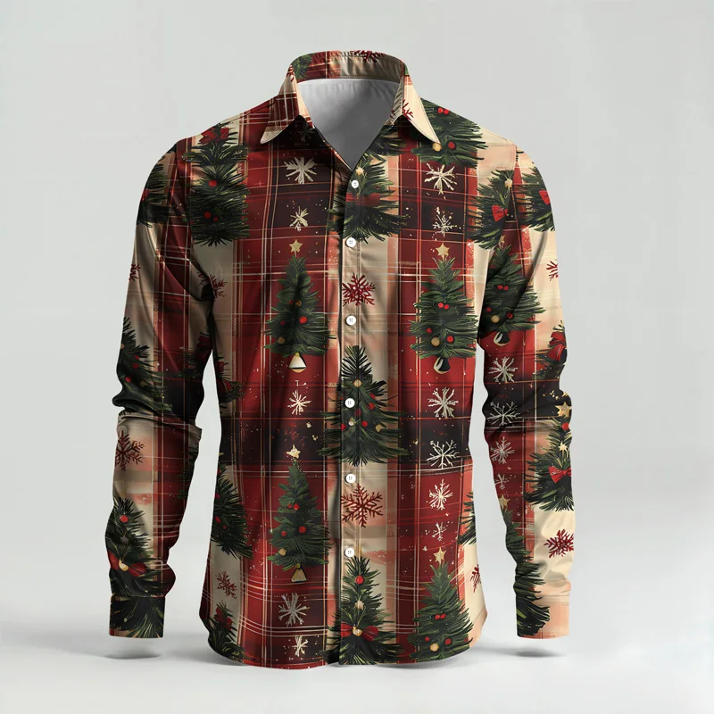 2025 Fashionable Spring Summer Men Shirt Set Christmas Print Fashion Gingerbread Man Two Piece Set Mens Snowman Lightweight_voghion.com