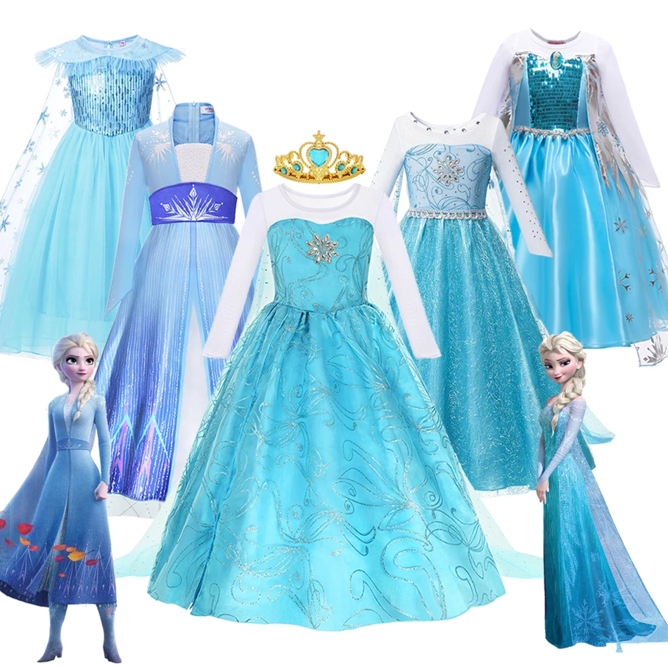 

Girls Frozen Elsa Princess Dress Mesh Halloween Carnival Clothing Party Kids Cosplay Snow Queen Children Outfit Costume