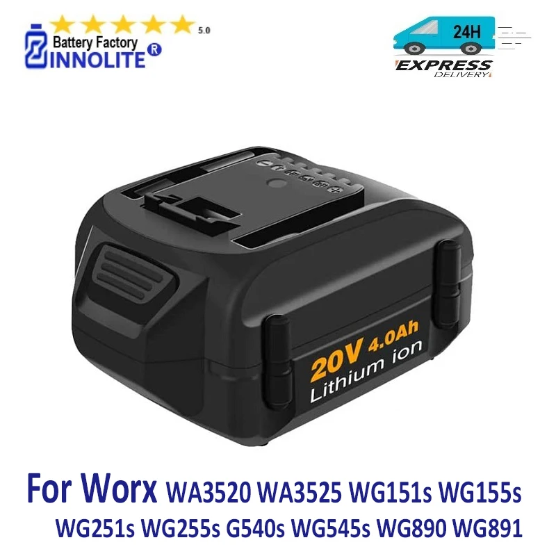 

WA3520 4.0Ah 20V Replacement Lithium Battery for Worx WA3520 WA3525 WG151s WG155s WG251s WG255s WG540s WG545s WG890 Battery