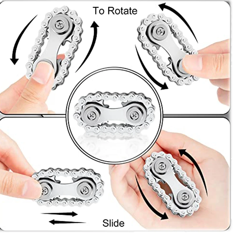 Bike Chain Spinner Fidget Toys For Adults Metal Fingertip Gyroscope Anti Stress Anxiety Desk Toy Sprockets Flywheel Chain Spiner fidget toys
