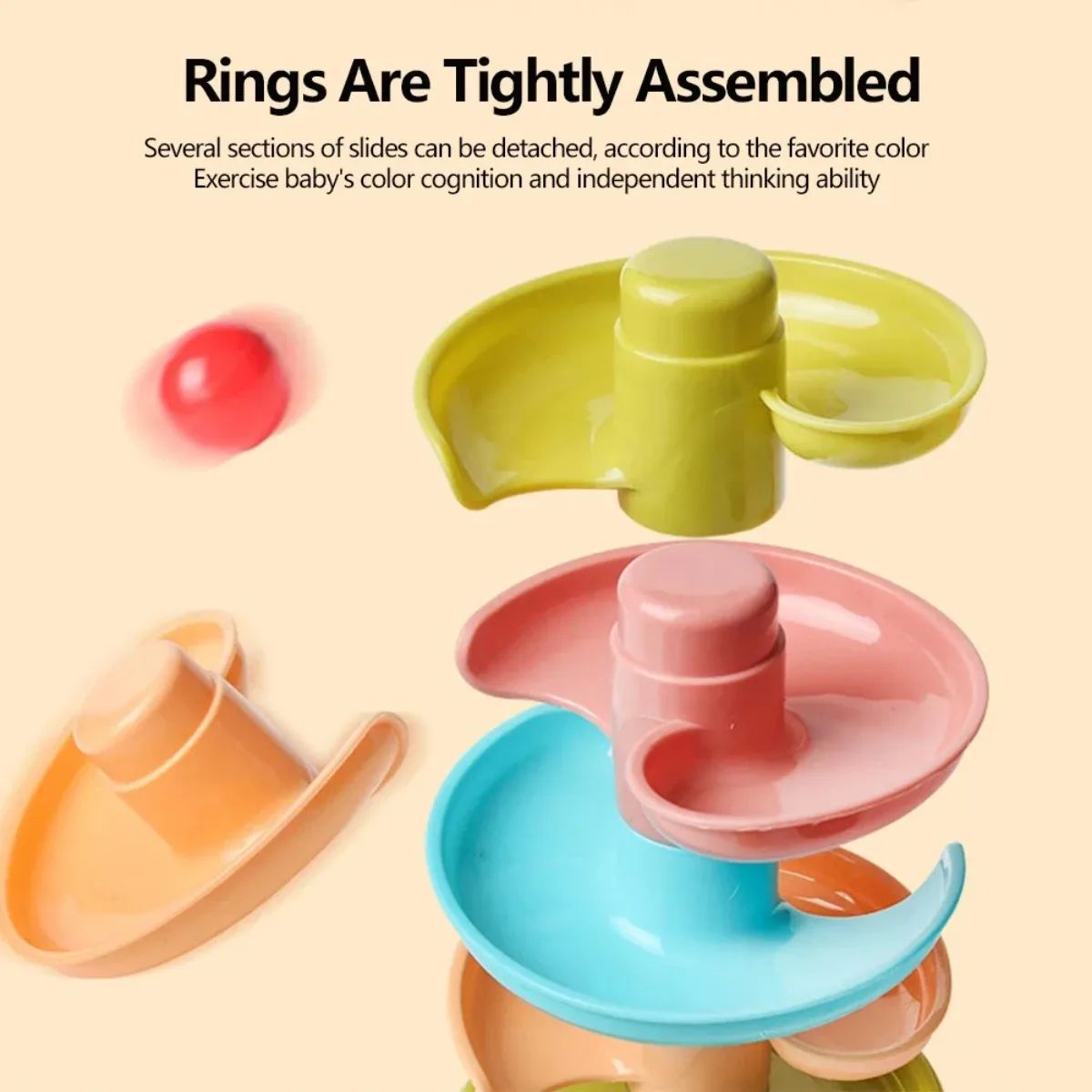 Baby Puzzle Track Turn Around  Track Rolling Ball Mental Sliding Ball Tower Education Assembling Toy Gift Stacking Toy for Kids 5