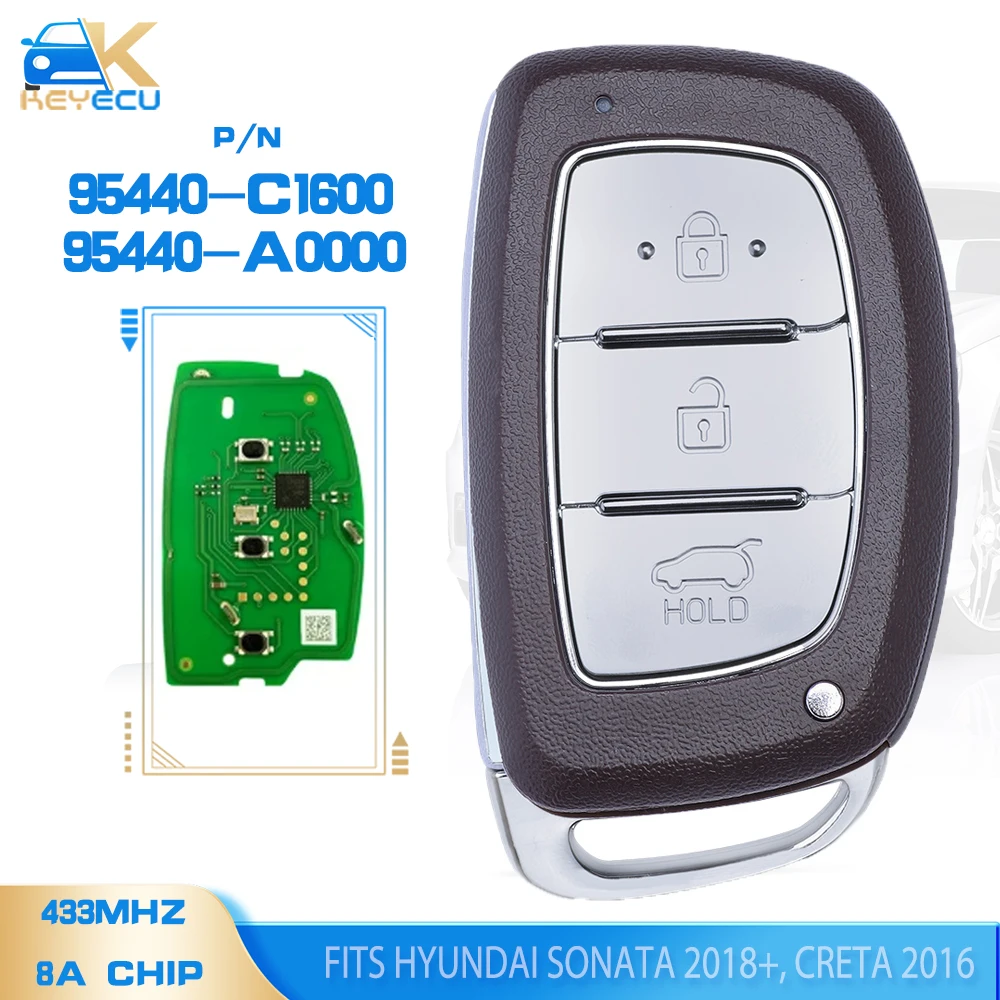 KEYECU 95440-C1600,95440-A0000 умный дистанционный ключ с 3 кнопками, 433 МГц, чип 8A для Hyundai Creta 2016, Sonata 2018 +, FCC:CCAL14LP0120T2