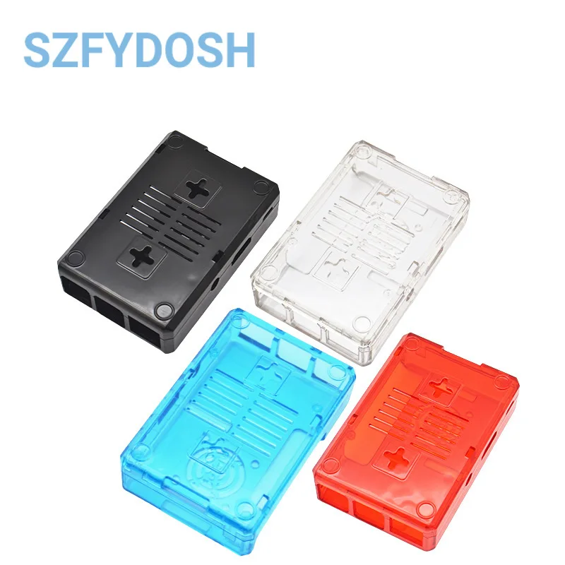 Black and Transparent Blue-Red ABS Plastic Box with Closed Cover