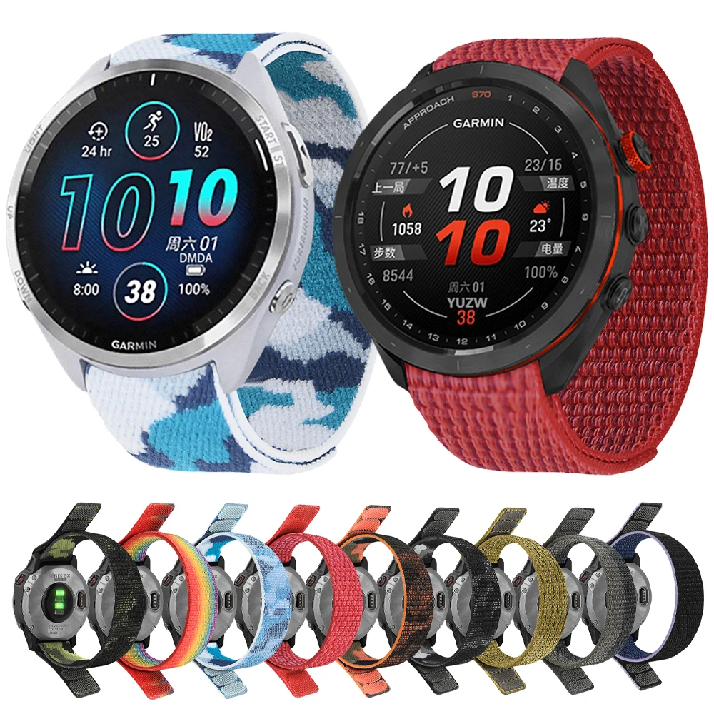 26mm 22mm Hook Loop Nylon Band For Garmin Forerunner 965 955/Approach