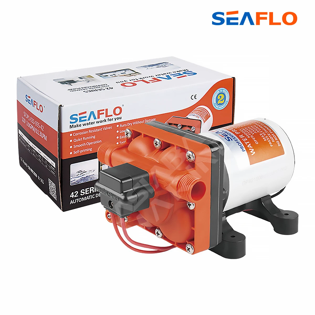 SEAFLO 42 Series Diaphragm Water Pump 3.0GPM 55PSI 24 Volts Electric Yacht Boat Marine RV Caravan High Pressure Supply 4 Chamber marine water pump