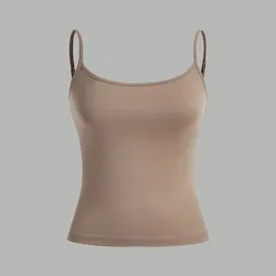 Sky Blue Women's Slim Tank Top - Summer Fashion Versatile Casual Sleeveless - S (Khaki)