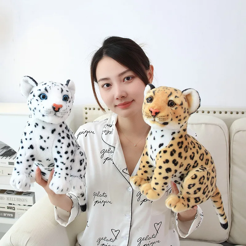 

33 см имитация снега леопарда гепарда плюшевые игрушки мягкие животные лес кукла льва игрушки для детей девочек подарок Рождественский Декор