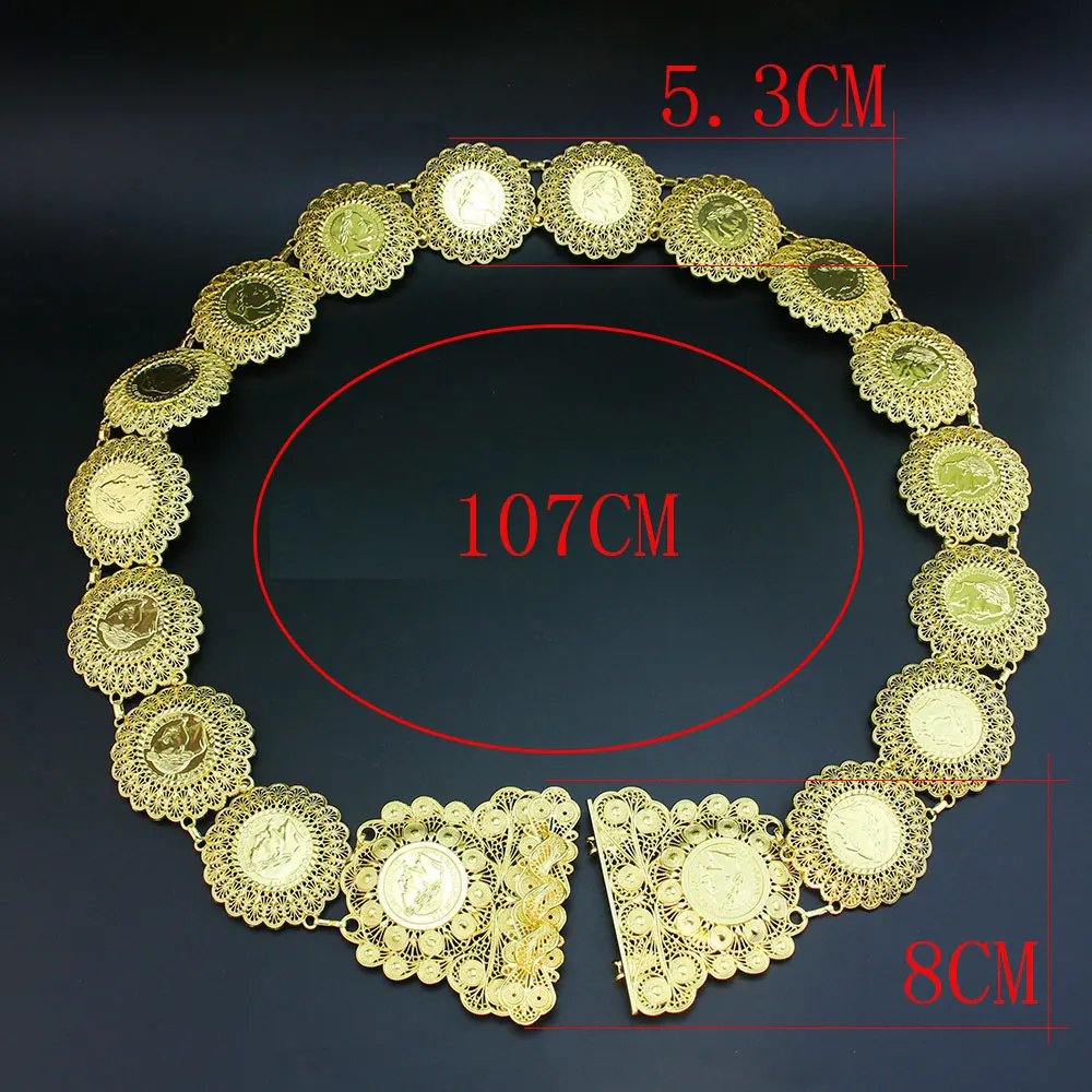 Sunspicems Francais Empire Algeria Coin Belt For Women Gold Color Napoleon  Waist Chain Kaftan Belt Morocco Bride Jewelry - AliExpress