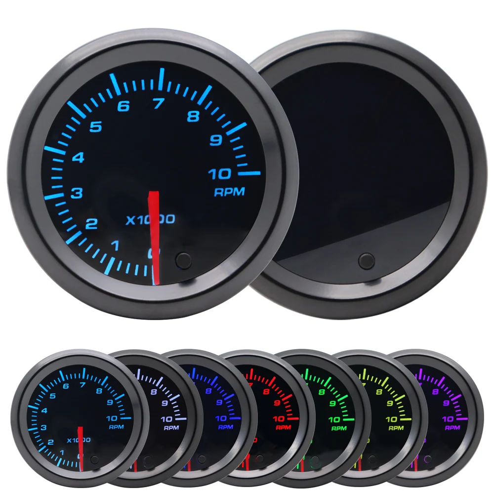 2" 52mm Tinted 7 Colors LED Display Boost/Water/Oil Temp/Pressure/Volt/Air Fuel Ratio/EGT/Tachometer Car Gauge +Pods 12V tachometer gauge engine tachometer tachometer meter
