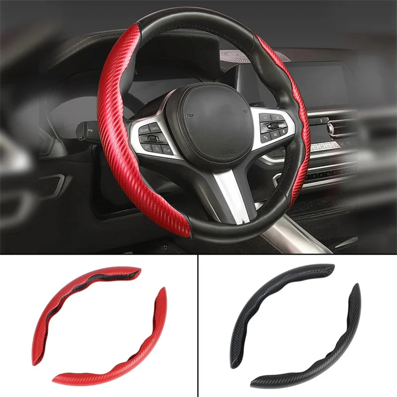 

1Pair Car Steering Wheel Covers Booster Micro Fiber Leather Auto Interior Decorative Accessories Universal Carbon Fiber Looking