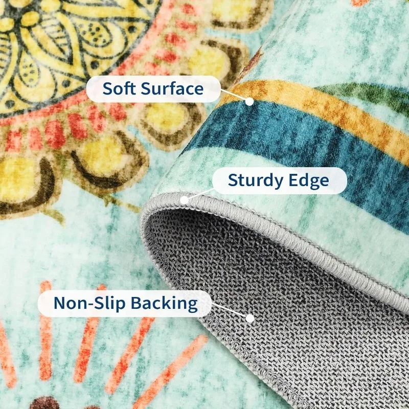 Black Nordic Style Living Room Carpet Large Area Retro Print Bedroom Rugs Machine Washable Non-slip Coffee Table Sofa Mats Tapis