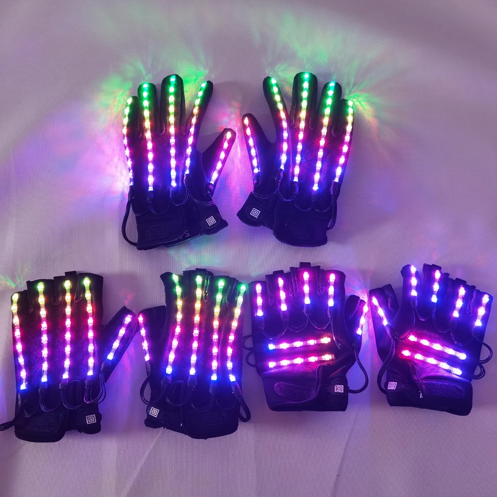 Gants Squelette Lumineux Halloween - Tailles Adulte/enfant - Sans Doigts, Motif Os - Pour Fête, Cosplay