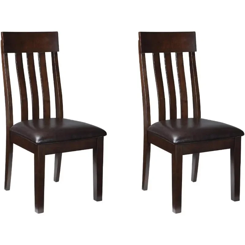 ZHENXIANG Design by Ashley Haddigan Faux Leather Cushioned Rake Back Dining Chair, 2 Count, Dark Brown