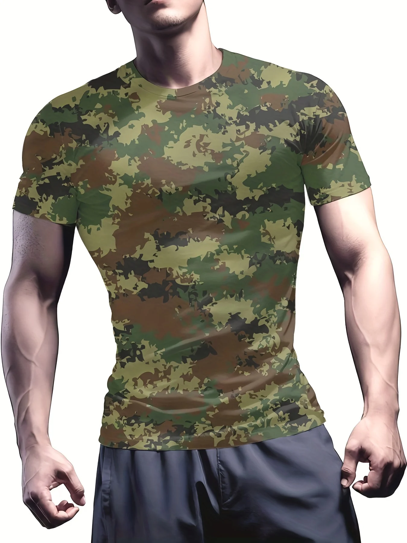 

Male And Female High Elasticity Camouflage Tight Short Sleeved T-shirt Role-playing Sports Yoga Short Sleeved