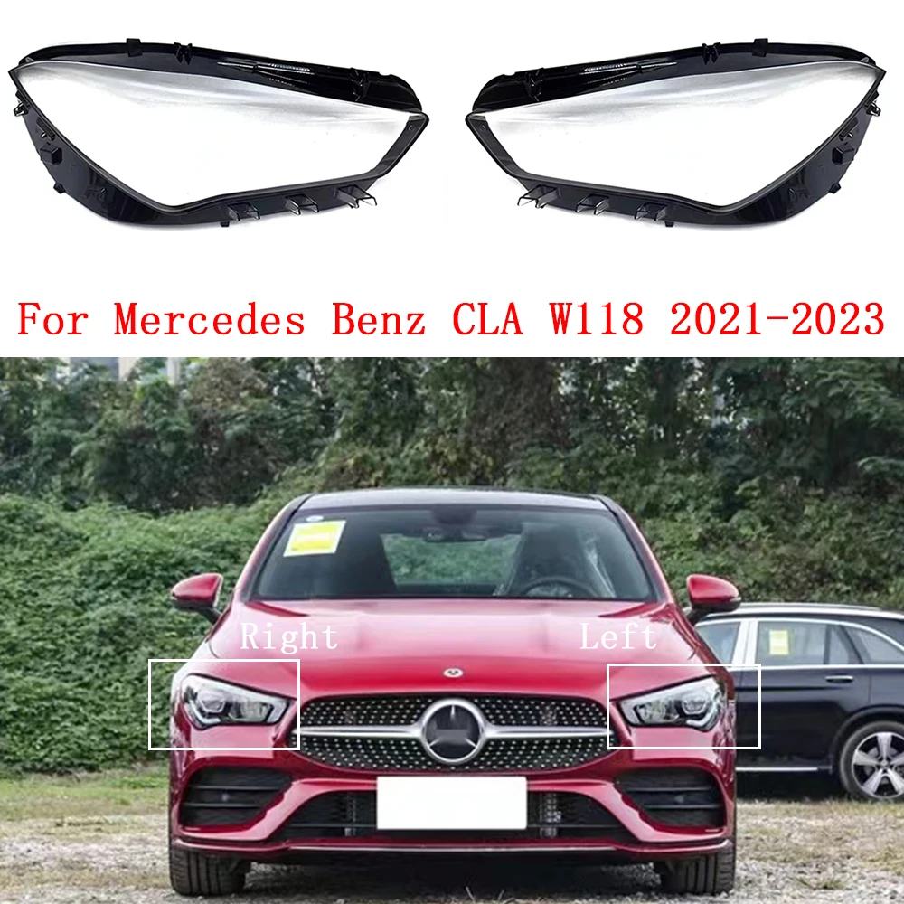 Car Front Headlight Cover For Mercedes BenZ CLA W118 2020-2023 Light Lens Shade Transparent Glass Headlamp Shell Lampshdade
