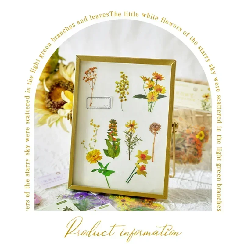 40pcs/set Natural Flower Sticker for Scrapbooking,Self-Adhesive Scrapbooking Sticker Supplies Journal for Card Making Letter DIY