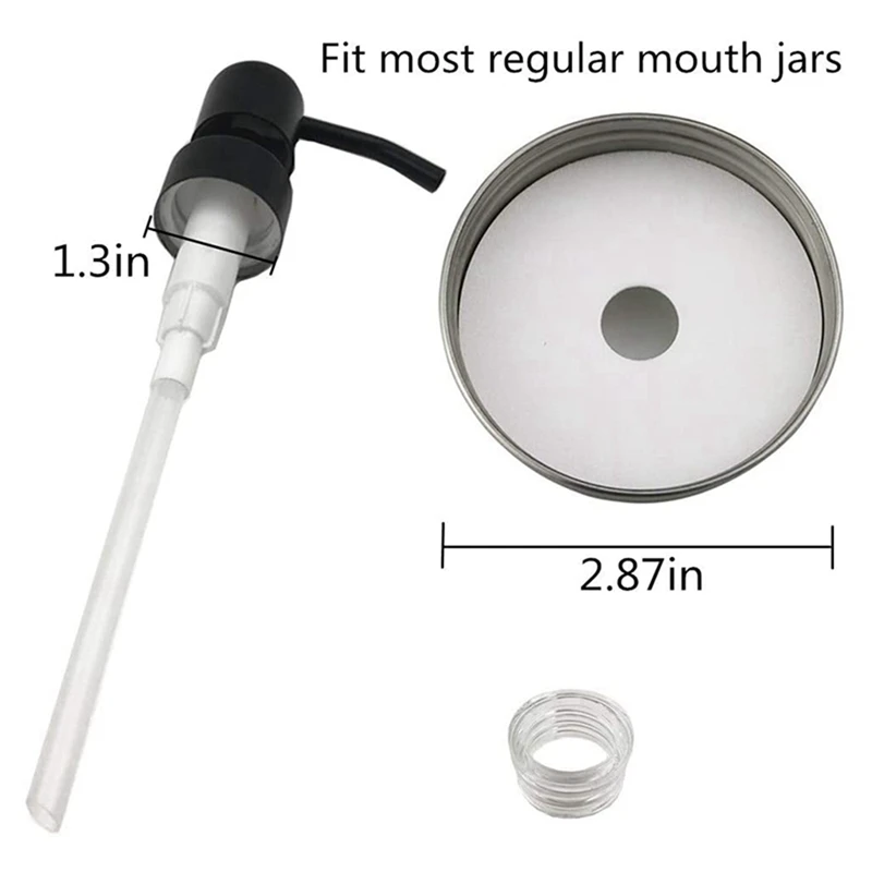 

8-Pack Mason Jar Soap Dispenser Lid, Painted Black Rust Proof Lotion Dispenser Lid For Regular Mouth Mason Jar