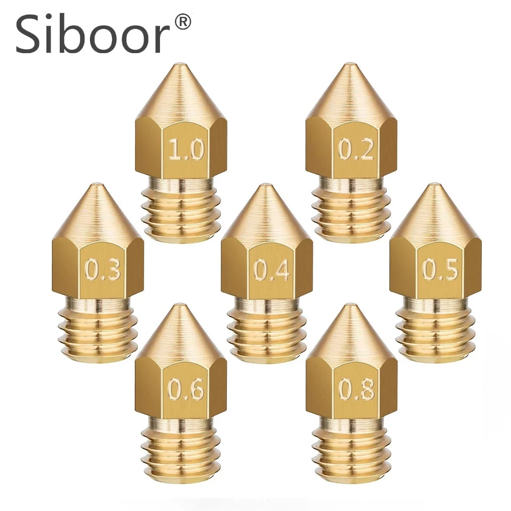 10pcs Upgrade 3D Printer MK8 Brass Nozzle M6 Screw Threaded Nozzle Head 1.75mm Hotend For Makerbot Creality CR10 10S Ender 3 5