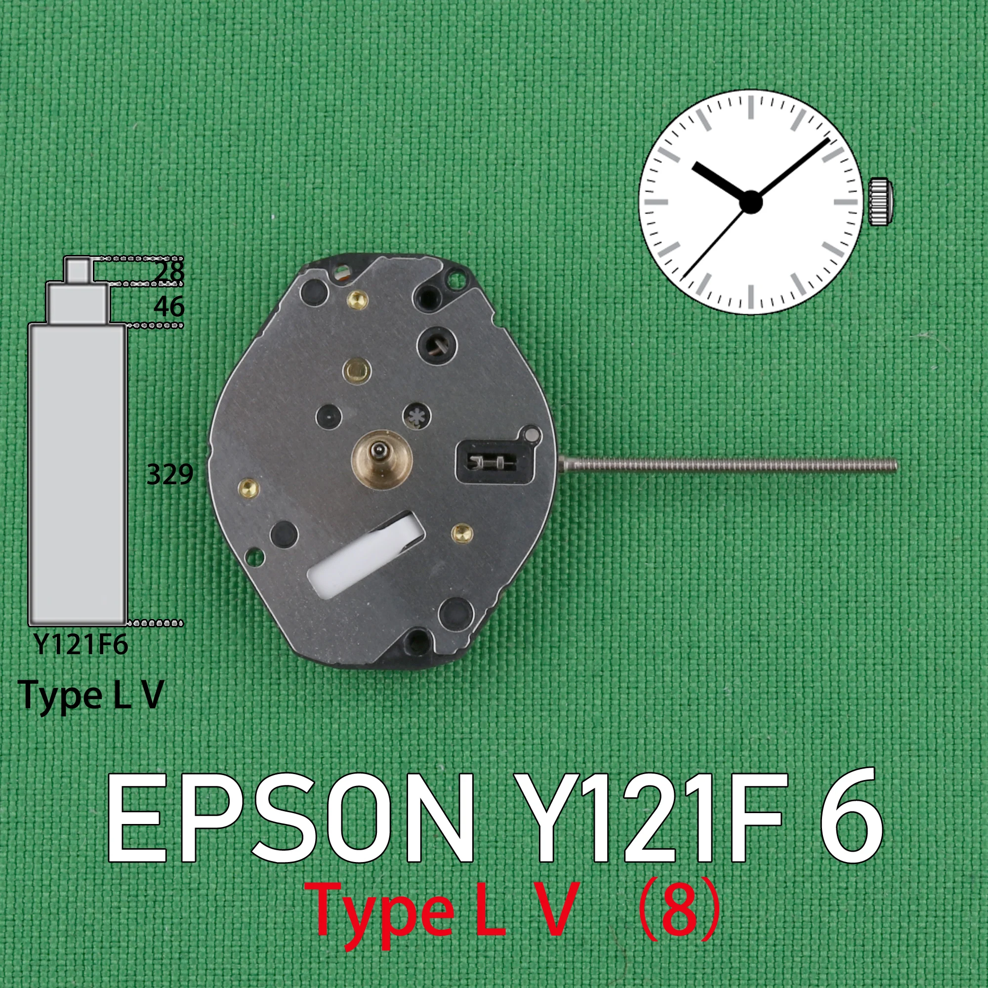 

Y121 movement EPSON Y121F6 Watch Quartz Movement Longer pipe Y121-8 S.EPSON CORP NO JEWELS The number written afterwards is 8