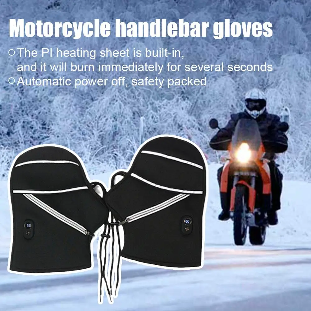 

Electric Heated Handle Cover Grip Heater Usb Rechargeable 3-level Temperature Adjustable Windproof Warm Gloves For Motorcyc D6i7