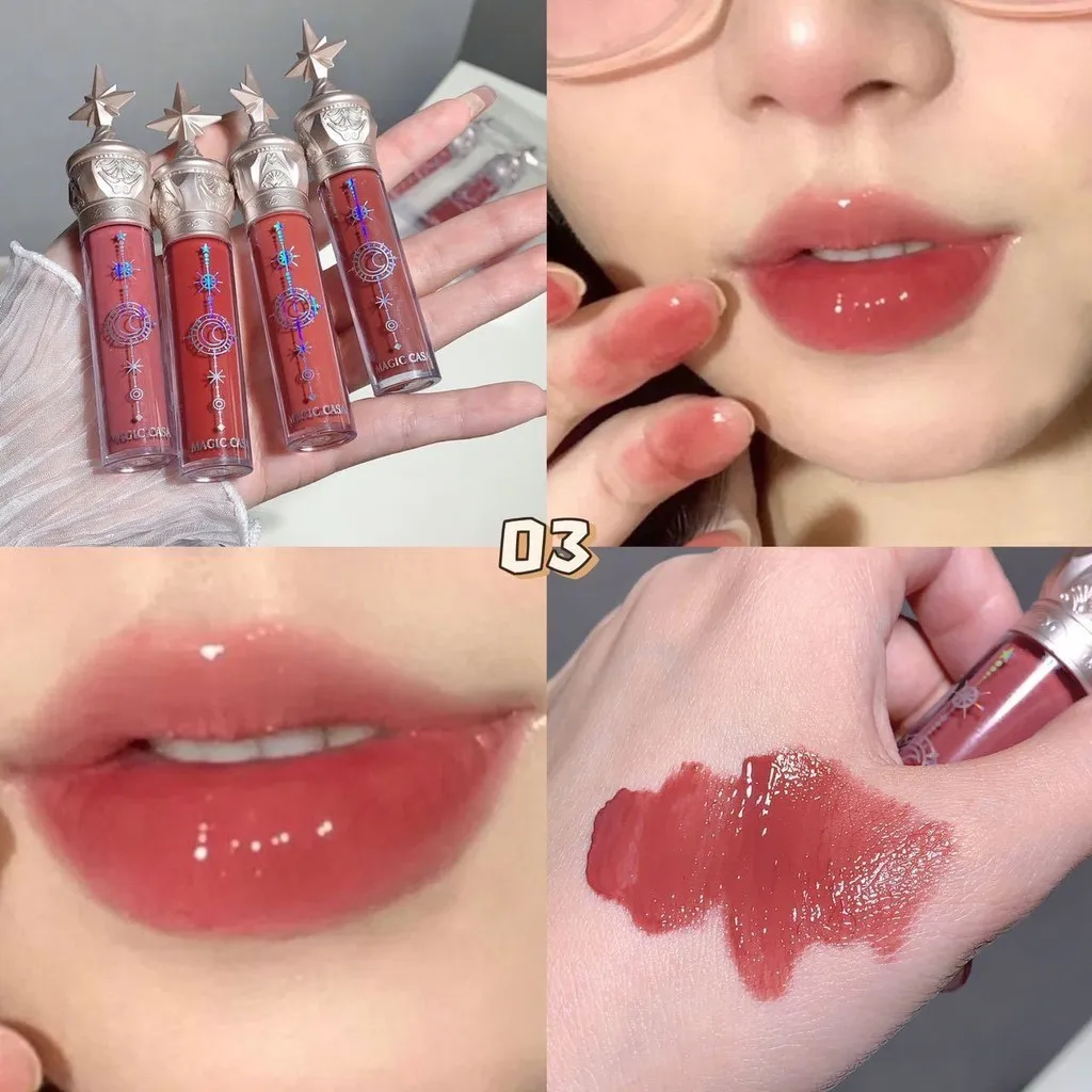 Moisturizing Berry Lip Gloss,Hydrating Glass Glow Lips With Thick Matte Finish,Long-Lasting Wear,Star Stripe Design-Gift 5