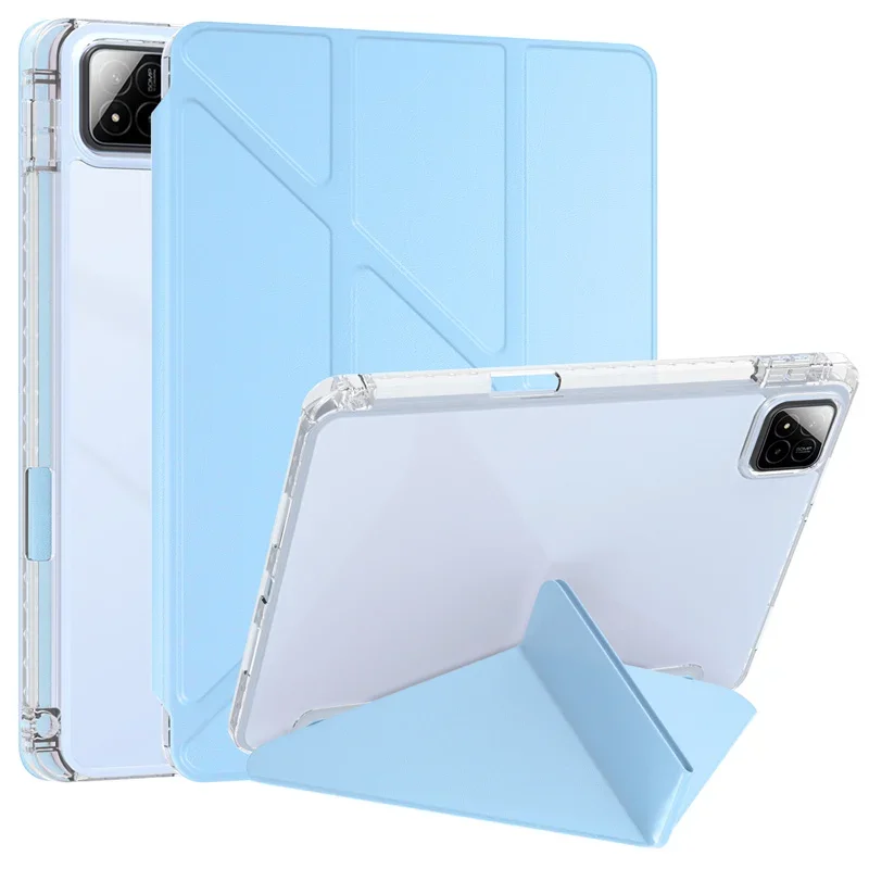 Acrylic Clear Back Stand Smart Tablet Cover with Pencil Holder, Fits 11.2 Devices