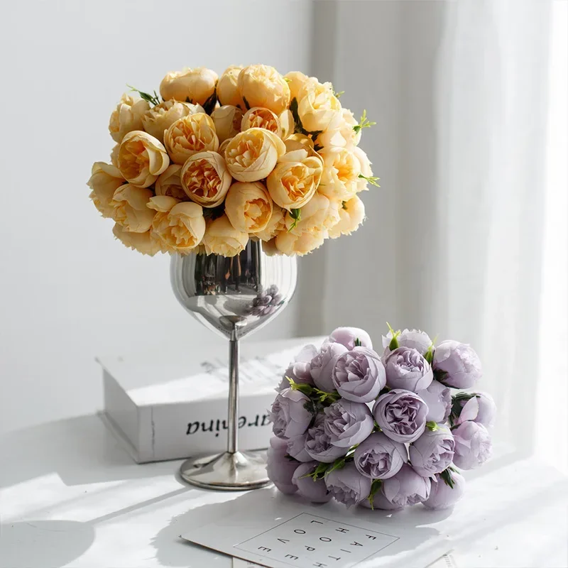 Luxurious Rose Pink Peony Silk Bouquet - Elegant Faux Floral Arrangement for Home and Wedding Decor