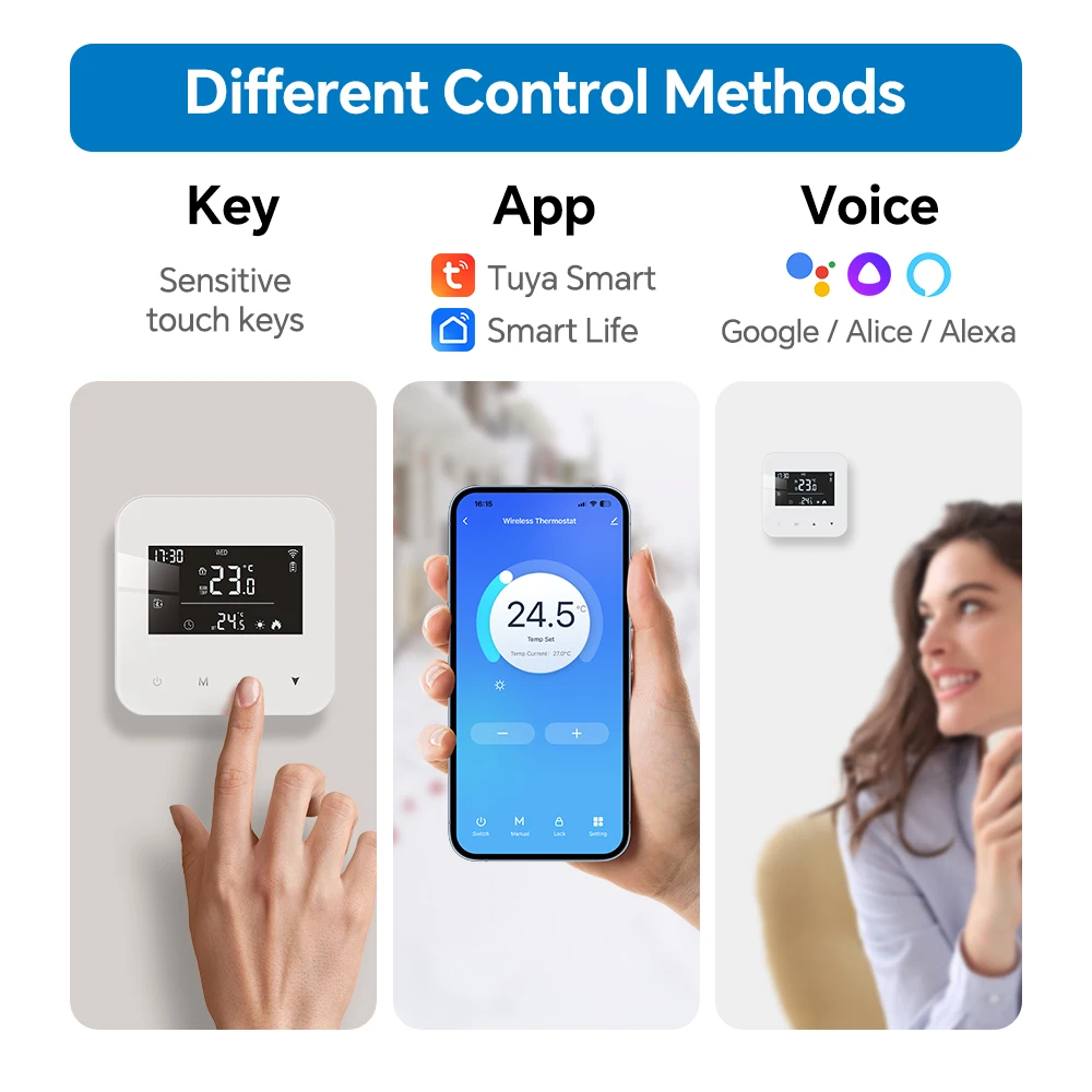Smart WiFi Gas Boiler Thermostat Daily Programmable Heating/Cooling Battery Powe