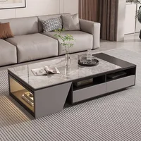 Table basse de rangement rectangulaire avec tiroirs, Meuble de luxe multifonction tendance, Meuble de salon moderne 5