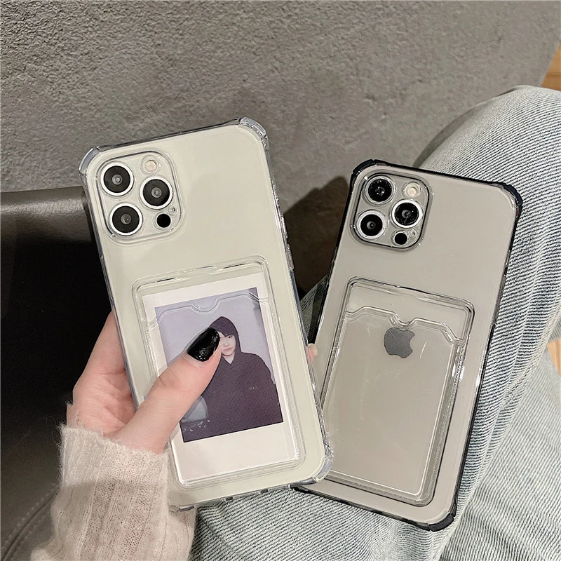 Clear Shockproof Soft Wallet Case with Transparent Card Slot