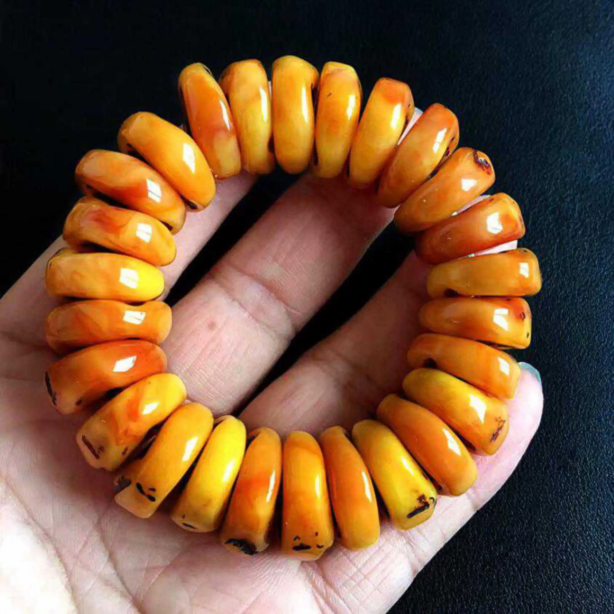 

AMBER BRACELET Gift Natural Baltic Amber Beads Ladies Elastic Colorful Thanksgiving Day Pray Relief Classic Buddhism Chain