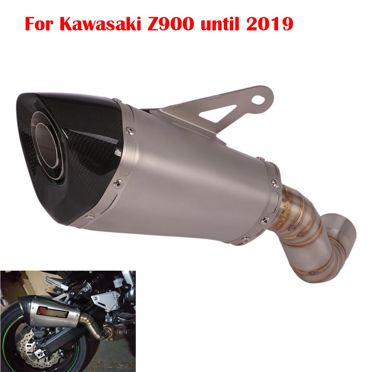 

Slip On For Kawasaki Z900 Until 2019 Motorcycle Exhaust System 51mm Muffler Escape DB Killer Stainless Steel Middle Link Tube