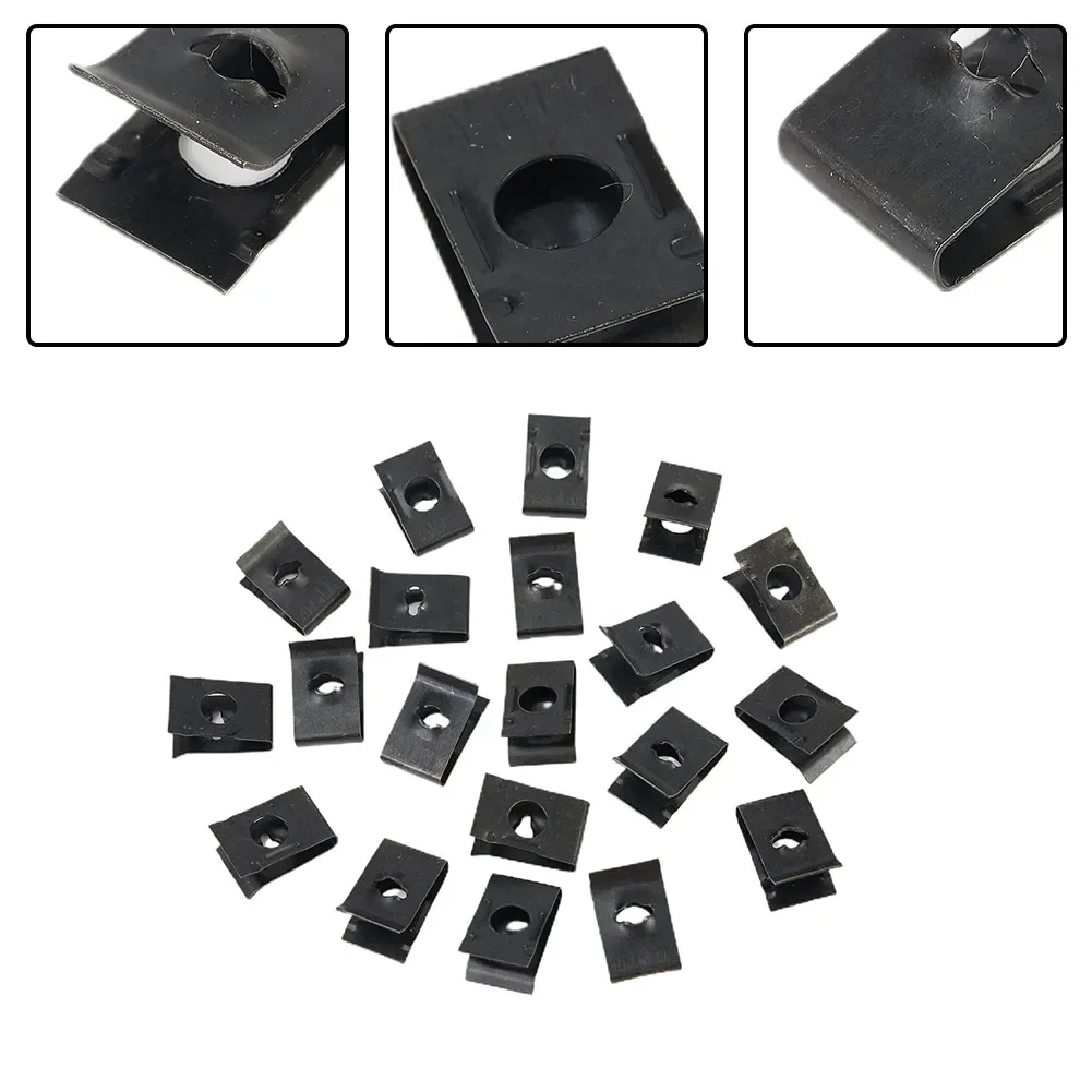 

20pcs Auto Metal U-Type Clips For Car Bumper Fender Trim Panel Fastener Metal Clevis Grommet Clips Auto Interior Accessory