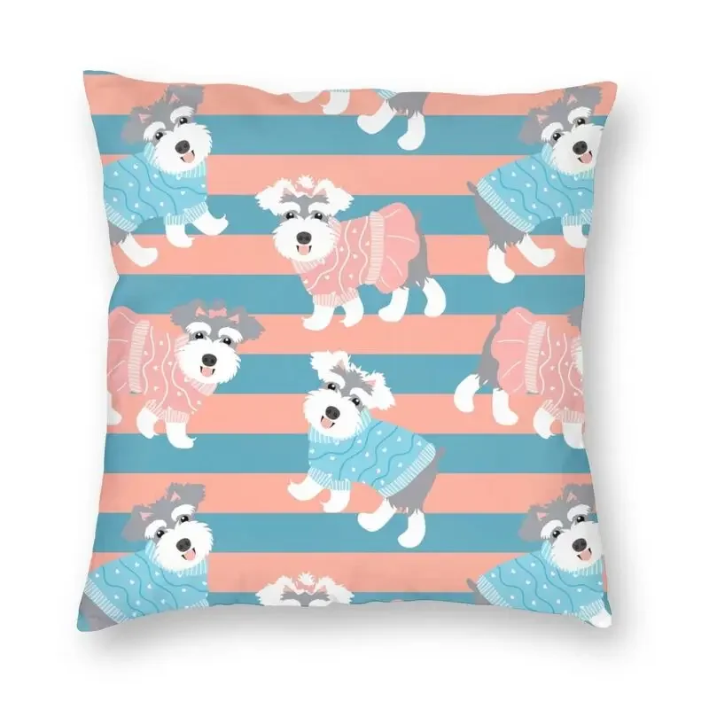 

Miniature Schnauzer Dog Cushion Cover 45x45cm Polyester Puppy Throw Pillow Case for Sofa Car Square Pillowcase Home Decor