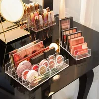 7-Compartment Transparent Makeup Organizer for Eyeshadow Palette and Cosmetics, Vanity Table and Bathroom Countertop Storage Box 1