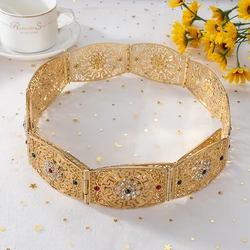 Moroccan Wedding Kaftan Dress Belt Chic Flower Gold Color Metal Waist Chain For Women Body Jewelry Adjustable Length