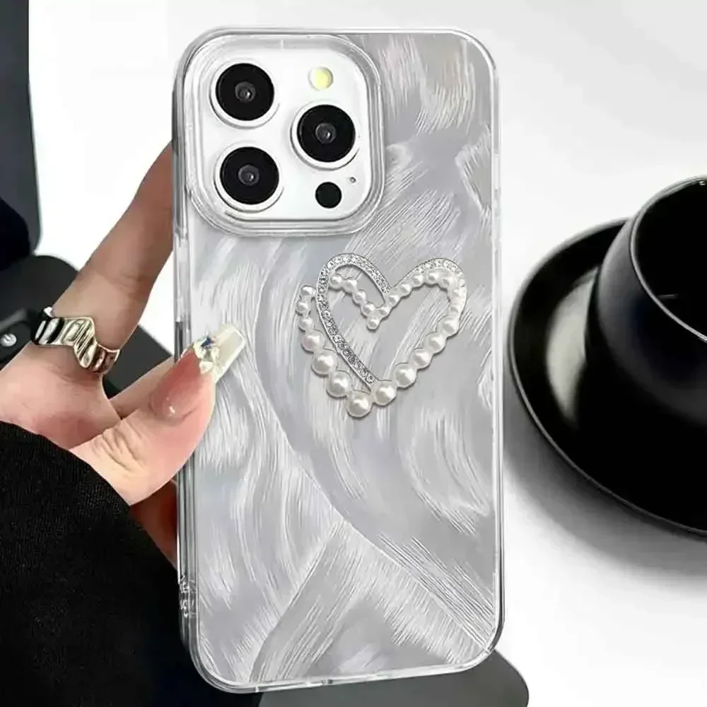 Case voor Tecno Camon 30 4G 5G 19 20 30 Pro 15 15 Air Pop 8 7 Pro Telefoonhoesje Camon20 Pop8 Luxe Bling 3D Liefdeshart Parelhoes_voghion.com