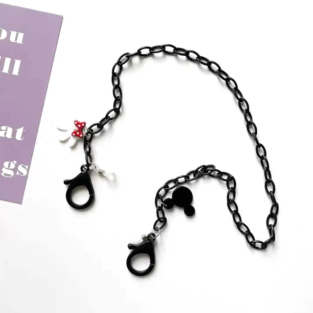 Face Mask Chain For Children Funny Cotton Glasses Lanyard Necklace Hangs Mouse Eyewear Chain Sunglasses Cord Jewelry Accessories Black 02