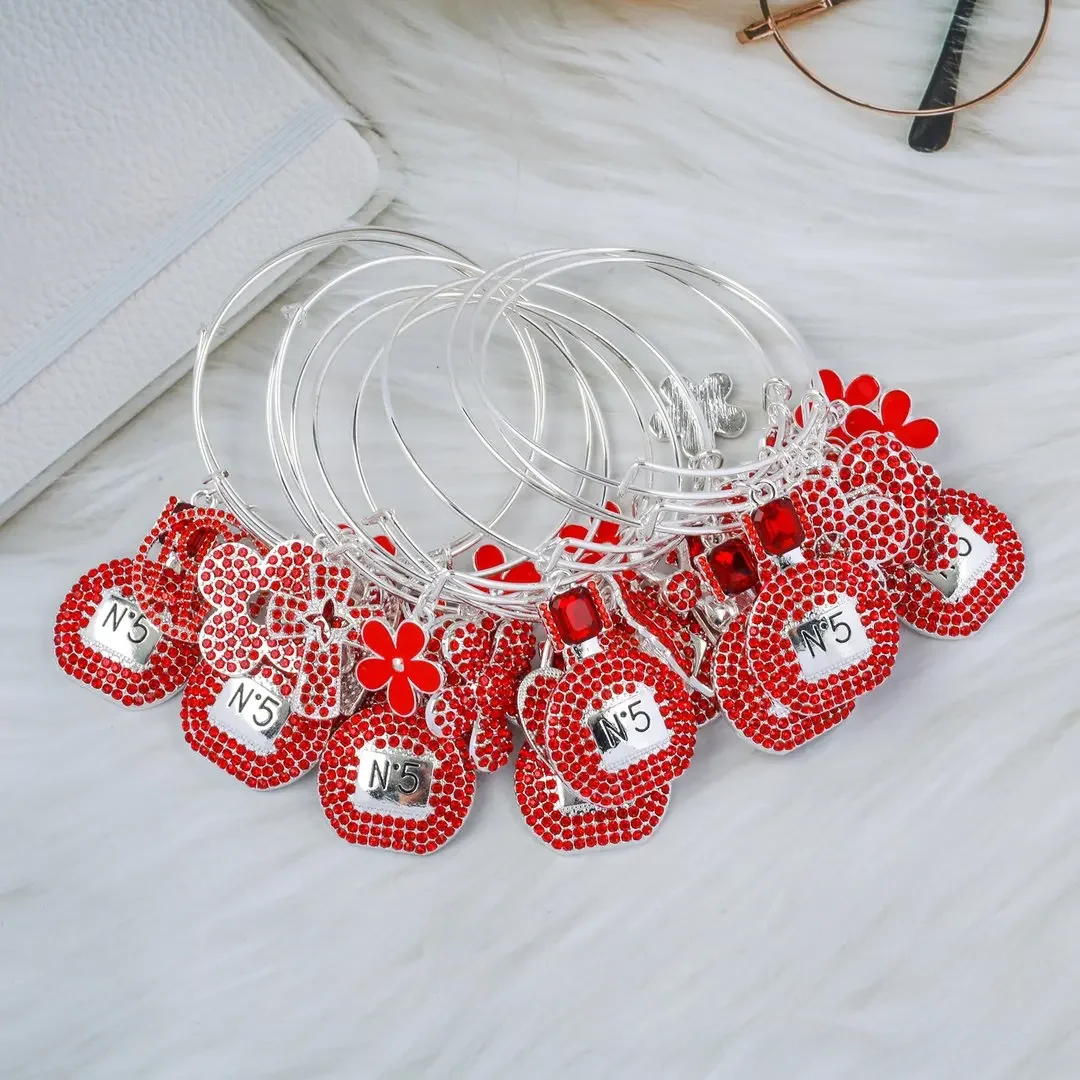 10pcs mixed 65mm Alloy Bangle with Rhinestone Charms on Sale 3